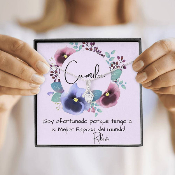 Tengo a la mejor esposa del mundo - Collar Lazo con piedra. Jewelry 