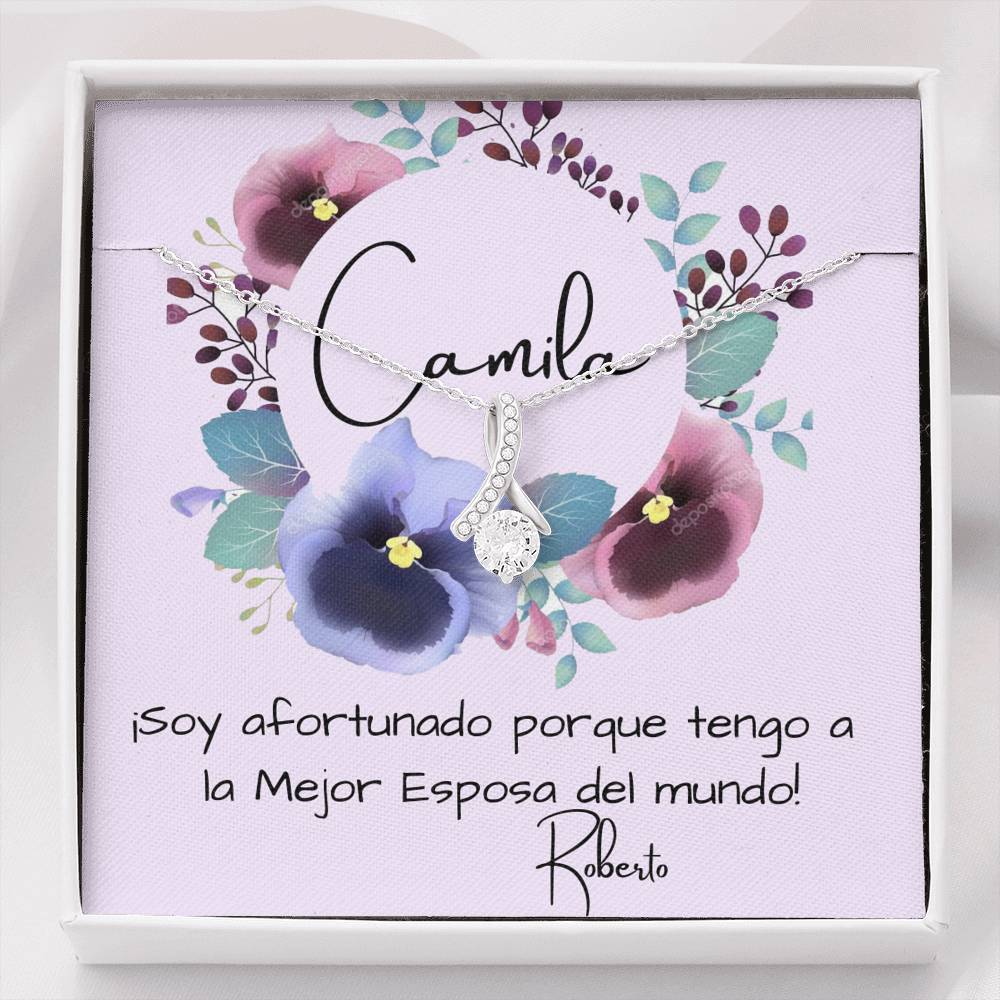 Tengo a la mejor esposa del mundo - Collar Lazo con piedra. Jewelry Caja Estándar de regalo 