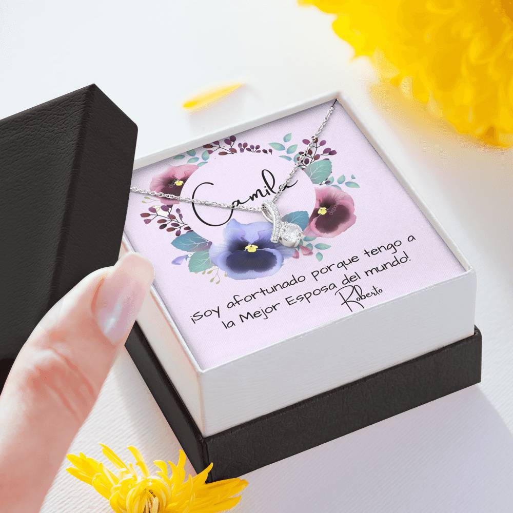 Tengo a la mejor esposa del mundo - Collar Lazo con piedra. Jewelry 