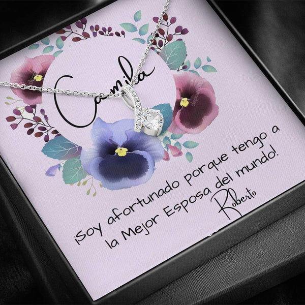 Tengo a la mejor esposa del mundo - Collar Lazo con piedra. Jewelry 