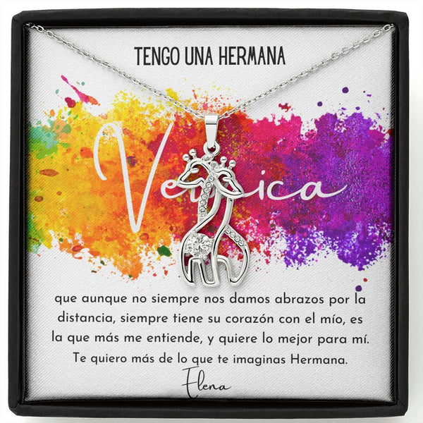 Tengo una hermana…- Collar 2 Jirafas. Personaliza la tarjeta para esa persona que amas y está lejos, para tu hermana, tu mejor amiga. Jewelry 