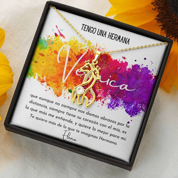 Tengo una hermana…- Collar 2 Jirafas. Personaliza la tarjeta para esa persona que amas y está lejos, para tu hermana, tu mejor amiga. Jewelry 