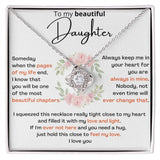 To My Daughter - I KNOW YOU WILL BE ONE OF MY BEST CHAPTERS - Love Knot Necklace Jewelry ShineOn Fulfillment 14K White Gold Finish Standard Box 