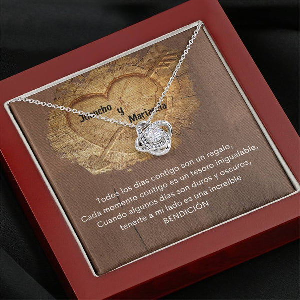 Todos los días contigo son un regalo - Collar Nudo de Amor para tu persona favorita. Jewelry ShineOn Fulfillment Caja de madera de Lujo Mahogany 
