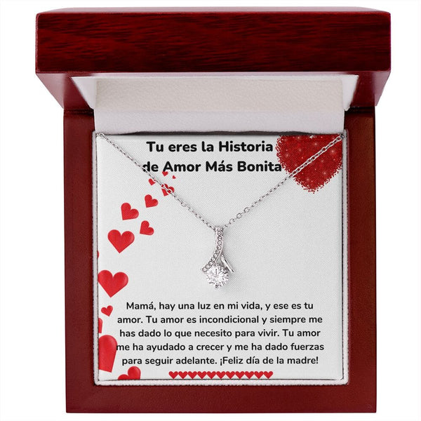 Tu eres la Historia de Amor Más Bonita Collar Belleza Seductora (Alluring Beauty) Para Mamá Jewelry/AlluringBeauty Acabado en oro blanco de 14 k Luxury Box 