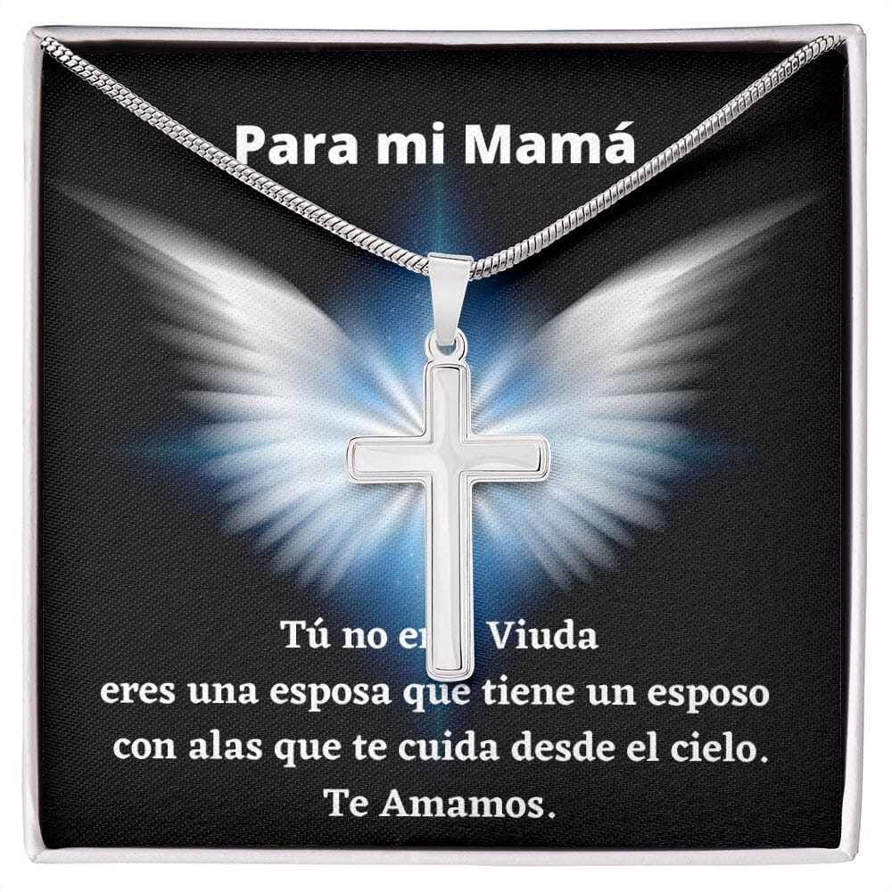 Tú no eres una viuda… Collar con Cruz y tarjeta personalizada para mamá que su esposo se ha ido al cielo. Jewelry Caja Estándar de Regalo 