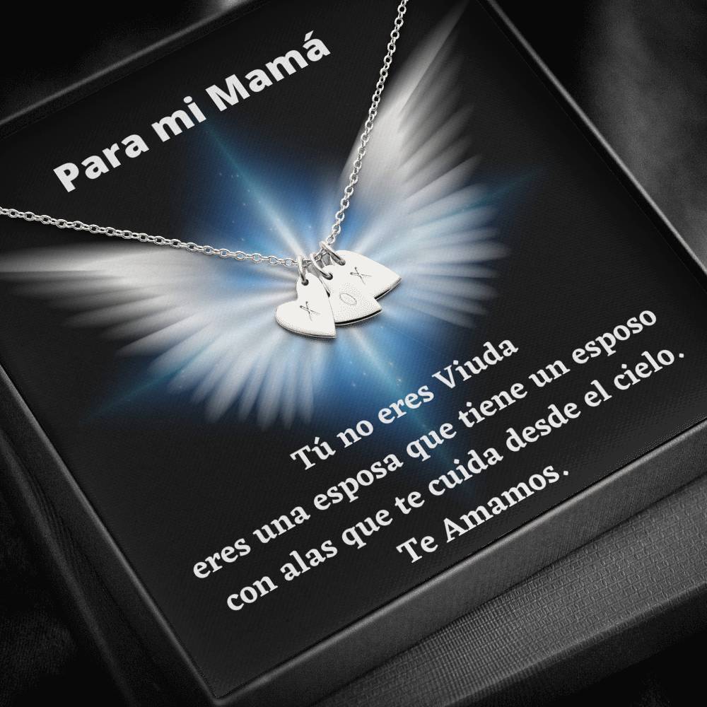 Tú no eres una viuda, eres una esposa… Collar de corazones con 1, 2 o 3 dijes de corazón, en plata o amarillo. Escoge la letra o símbolo Jewelry Sterling Silver - 3 Hearts 