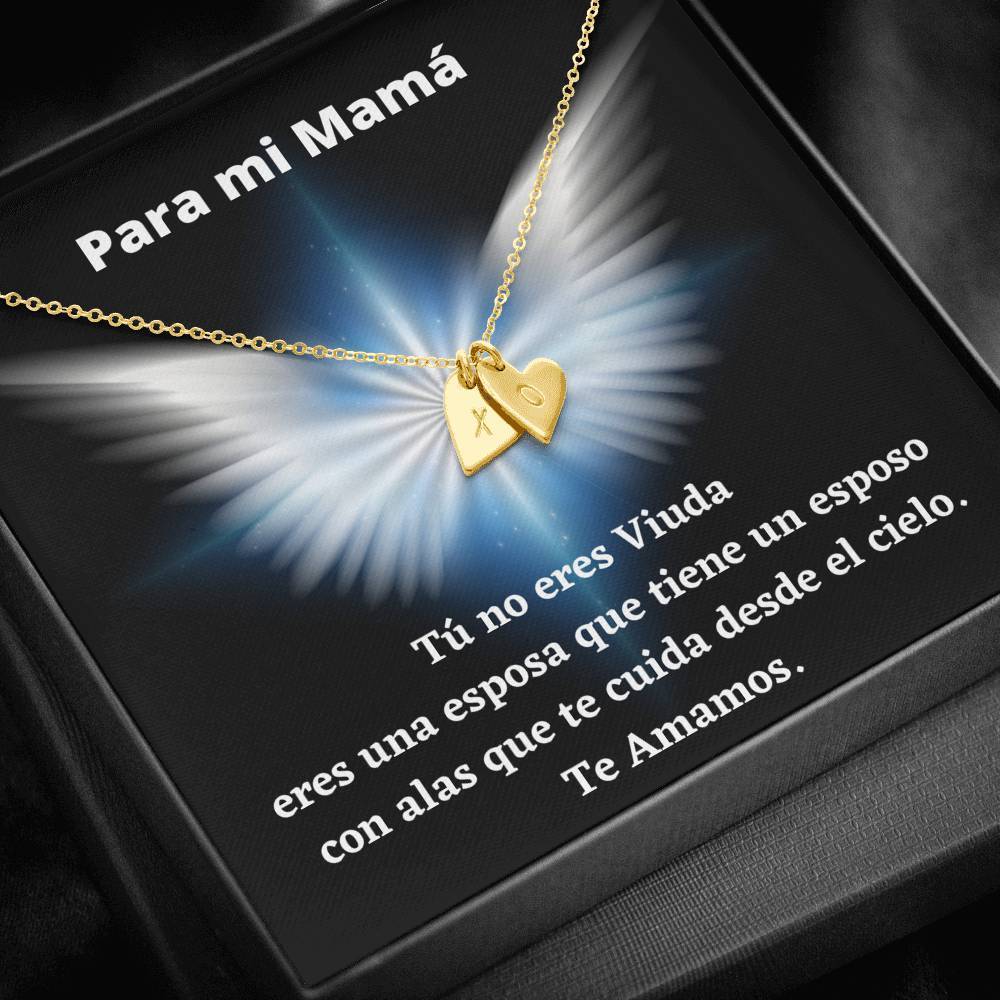 Tú no eres una viuda, eres una esposa… Collar de corazones con 1, 2 o 3 dijes de corazón, en plata o amarillo. Escoge la letra o símbolo Jewelry 
