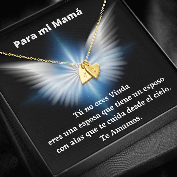 Tú no eres una viuda, eres una esposa… Collar de corazones con 1, 2 o 3 dijes de corazón, en plata o amarillo. Escoge la letra o símbolo Jewelry 