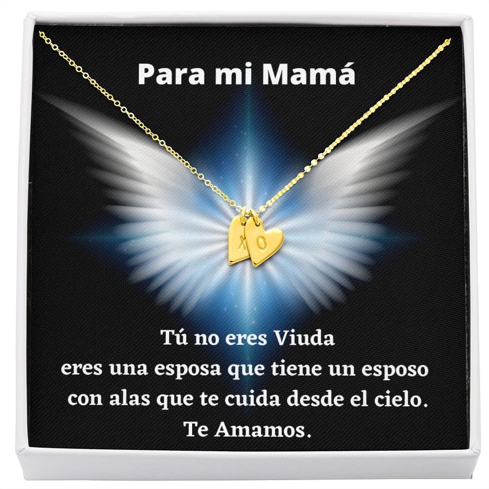 Tú no eres una viuda, eres una esposa… Collar de corazones con 1, 2 o 3 dijes de corazón, en plata o amarillo. Escoge la letra o símbolo Jewelry 18K Yellow Gold Finish - 2 Hearts 