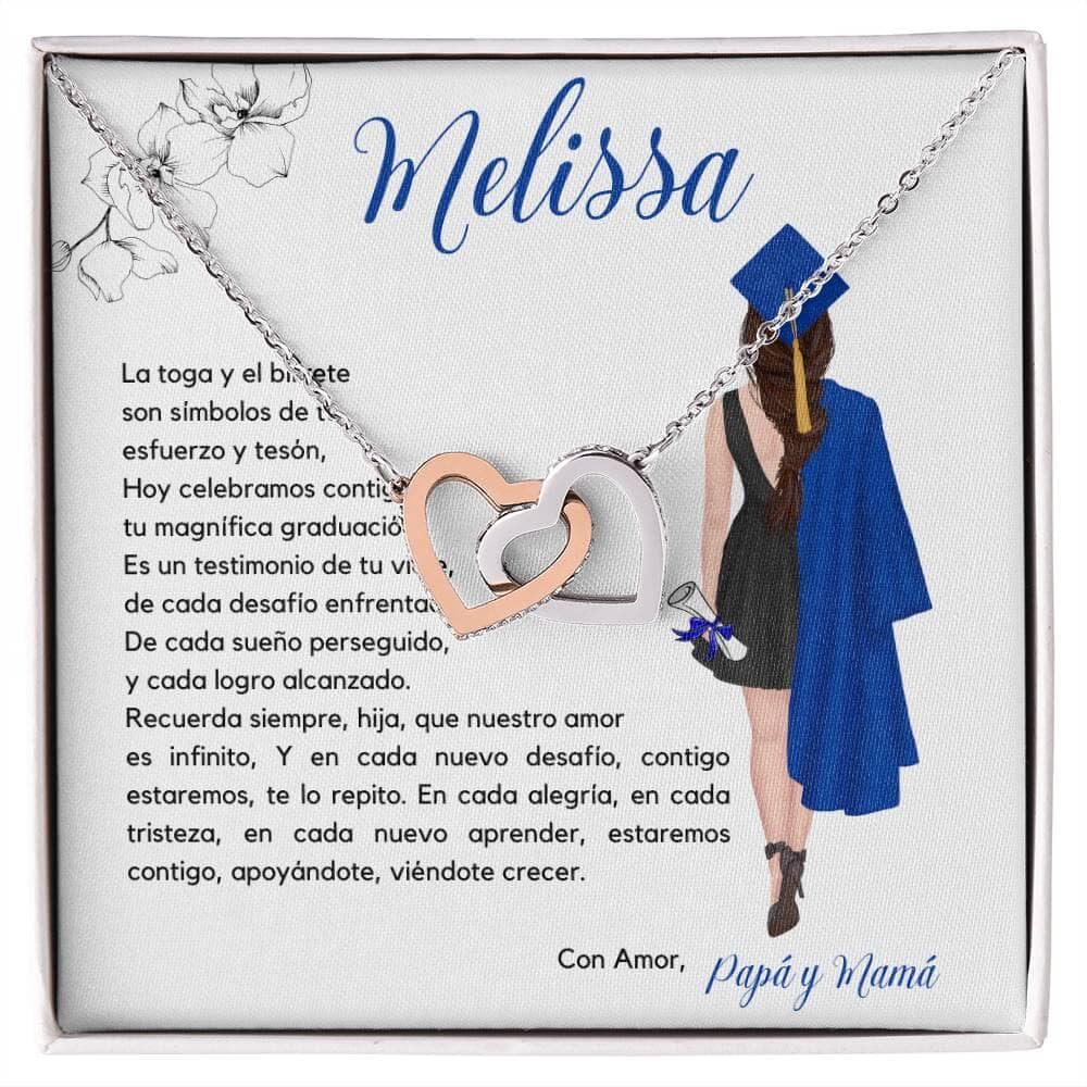 Un Abrazo Eterno de Amor y Orgullo: Collar Corazones Entrelazados con Tarjeta Personalizada Jewelry/InterlockingHearts Acero Inoxidable Pulido &amp; Acabado en Oro Rosa. Standard Box 