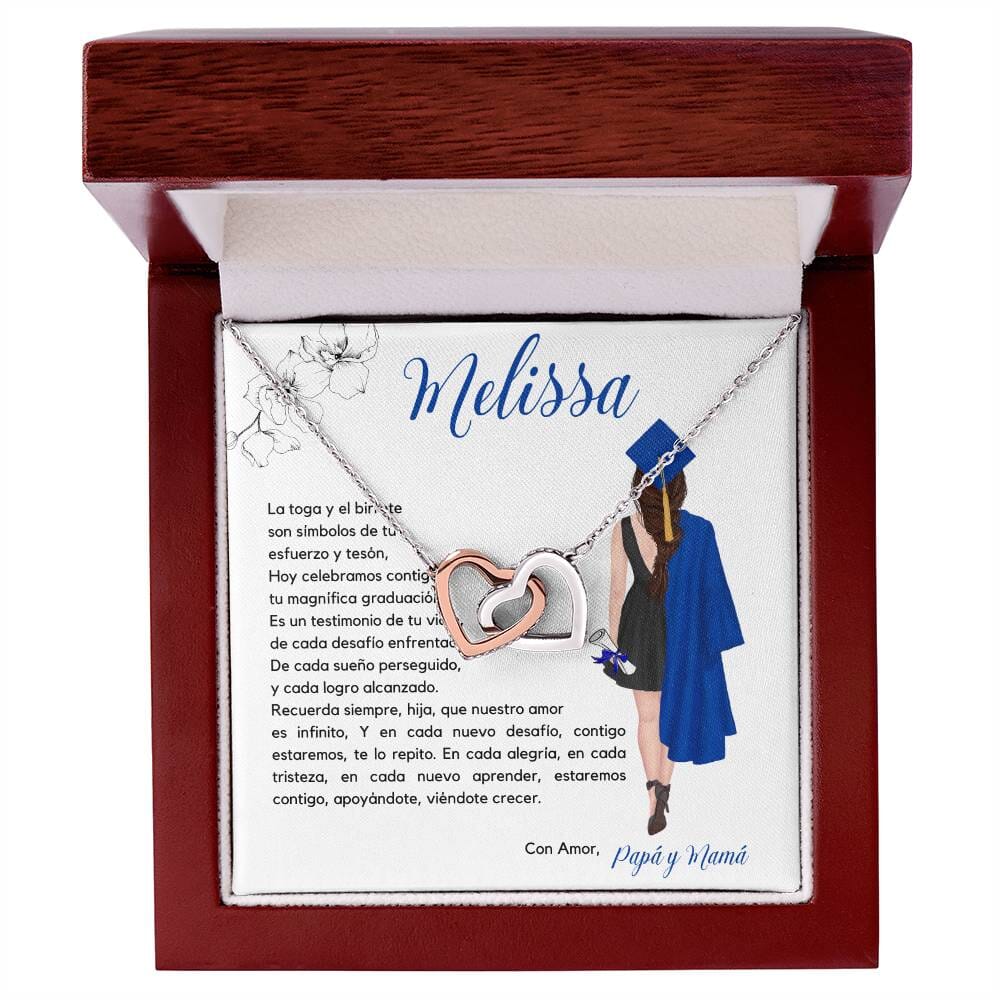 Un Abrazo Eterno de Amor y Orgullo: Collar Corazones Entrelazados con Tarjeta Personalizada Jewelry/InterlockingHearts Acero Inoxidable Pulido &amp; Acabado en Oro Rosa. Luxury Box 