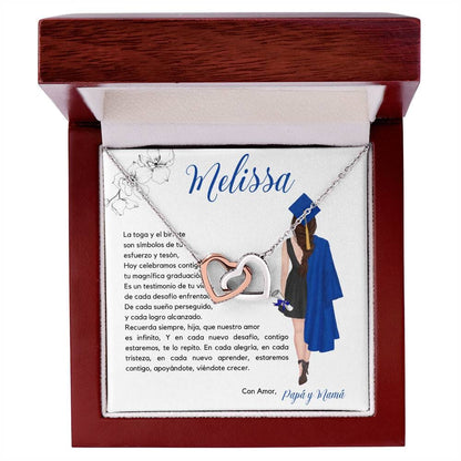 Un Abrazo Eterno de Amor y Orgullo: Collar Corazones Entrelazados con Tarjeta Personalizada Jewelry/InterlockingHearts Acero Inoxidable Pulido &amp; Acabado en Oro Rosa. Luxury Box 
