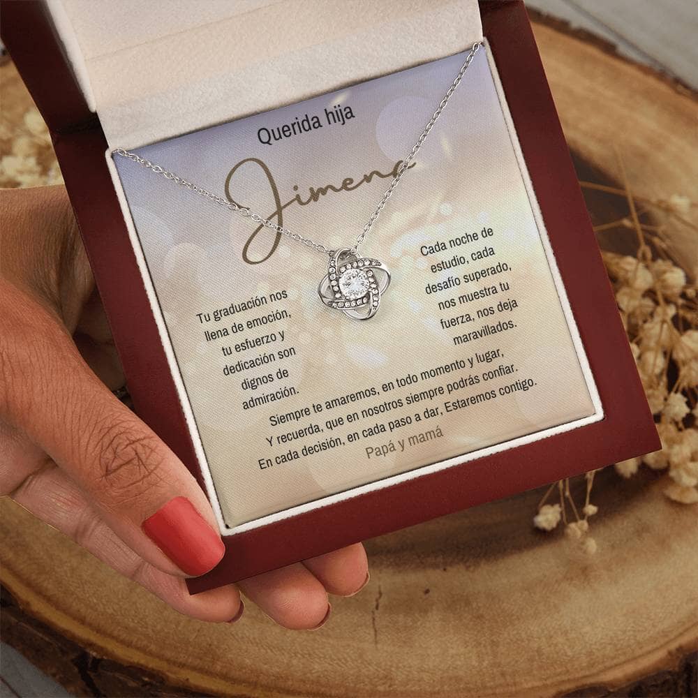 Un Abrazo Eterno para tu Graduada: El Collar de Nudo de Amor que Encierra Todo tu Orgullo y Amor Jewelry/LoveKnot 14K White Gold Finish Luxury Box 
