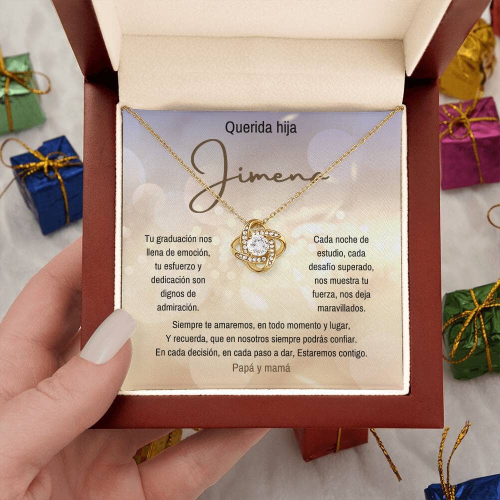 Un Abrazo Eterno para tu Graduada: El Collar de Nudo de Amor que Encierra Todo tu Orgullo y Amor Jewelry/LoveKnot 18K Yellow Gold Finish Luxury Box 