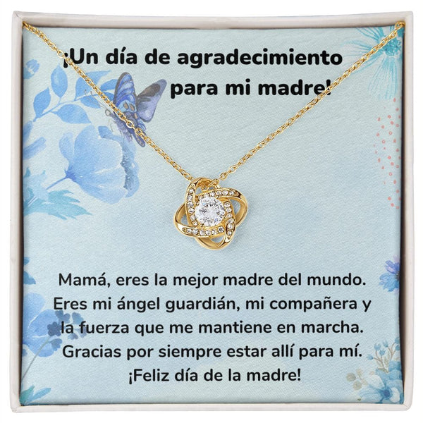 ¡Un día de agradecimiento para mi madre! Collar Para Mamá Nudo de Amor (LoveKnot) Jewelry/LoveKnot Acabado en Oro Amarillo de 18 quilates Cajita Estándar (GRATIS) 