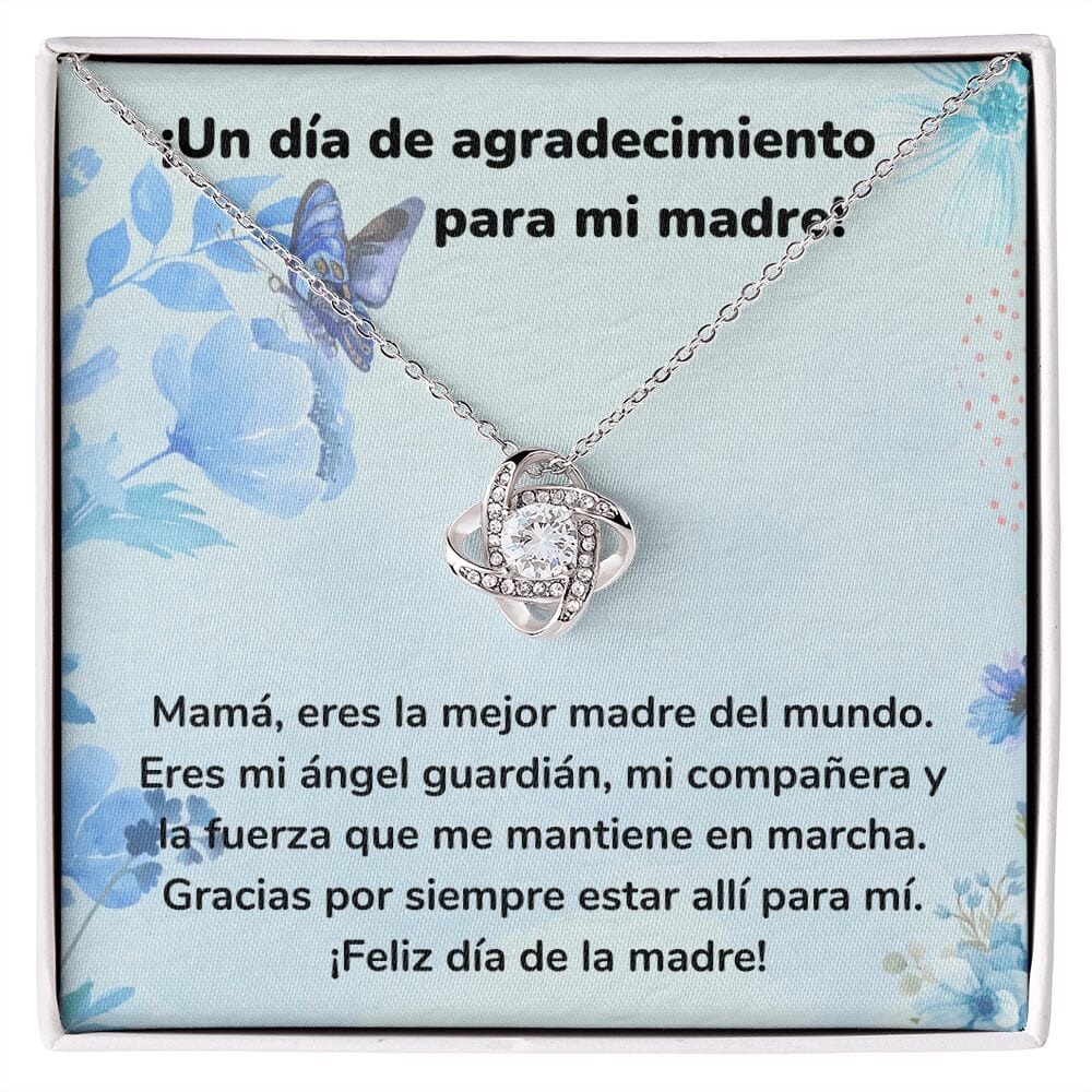 ¡Un día de agradecimiento para mi madre! Collar Para Mamá Nudo de Amor (LoveKnot) Jewelry/LoveKnot Acabado en oro blanco de 14 k Cajita Estándar (GRATIS) 
