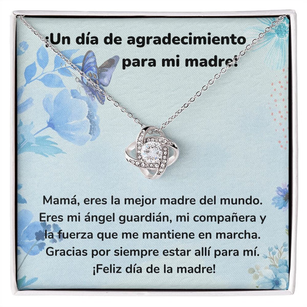 ¡Un día de agradecimiento para mi madre! Collar Para Mamá Nudo de Amor (LoveKnot) Jewelry/LoveKnot Acabado en oro blanco de 14 k Cajita Estándar (GRATIS) 