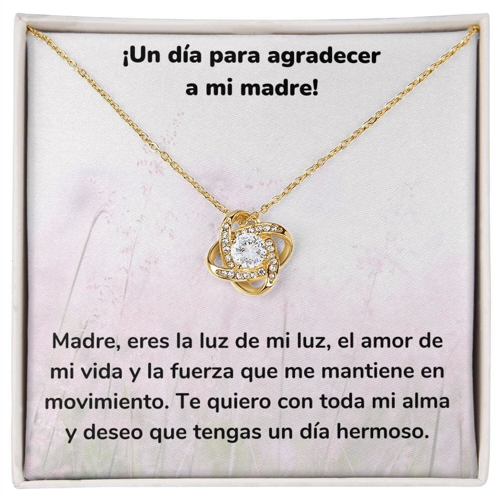 ¡Un día para agradecer a mi madre! Collar Para Mamá Nudo de Amor (LoveKnot) Jewelry/LoveKnot Acabado en Oro Amarillo de 18 quilates Cajita Estándar (GRATIS) 