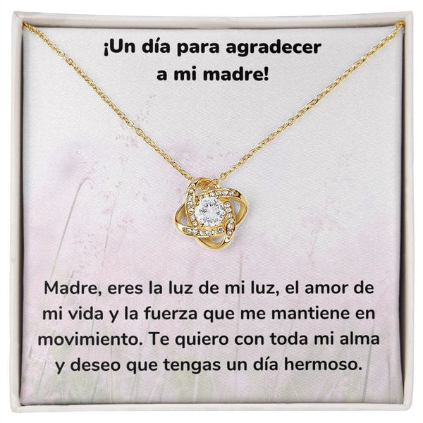 ¡Un día para agradecer a mi madre! Collar Para Mamá Nudo de Amor (LoveKnot) Jewelry/LoveKnot Acabado en Oro Amarillo de 18 quilates Cajita Estándar (GRATIS) 