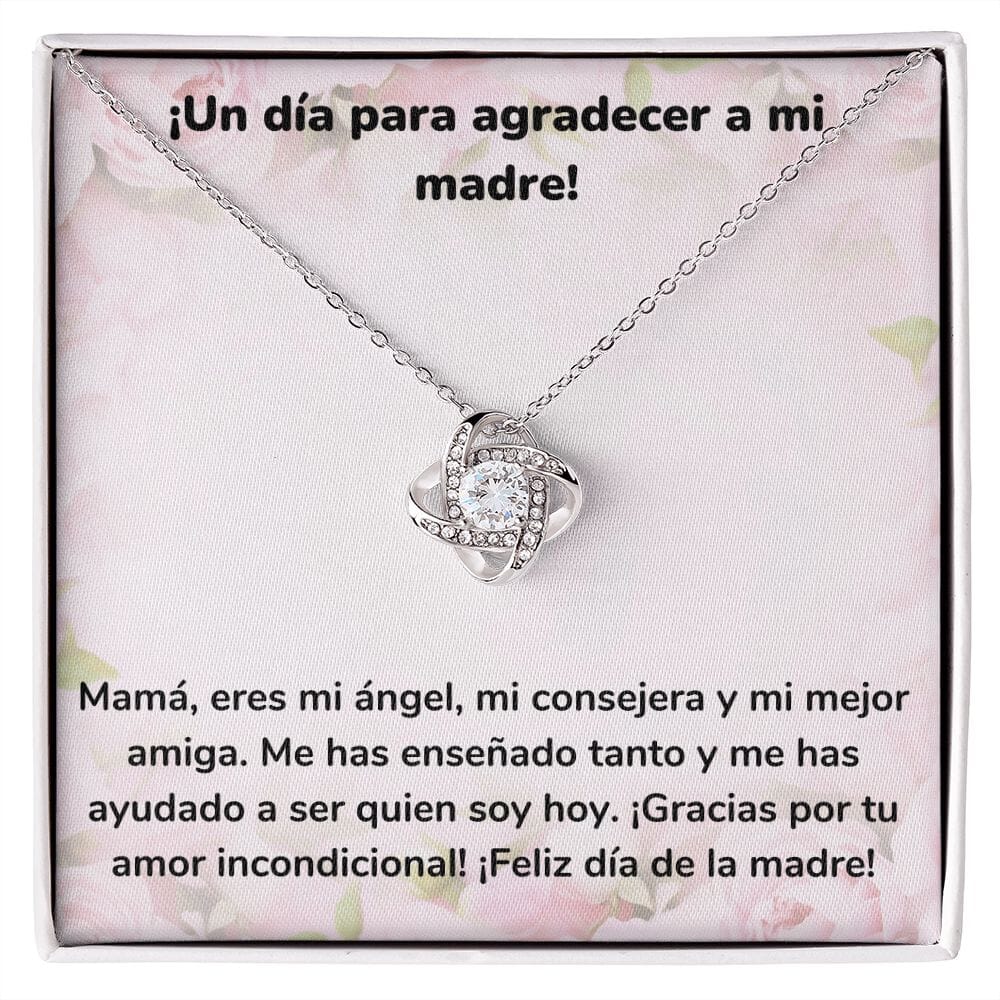 ¡Un día para agradecer a mi madre! Collar Para Mamá Nudo de Amor (LoveKnot) Jewelry/LoveKnot Acabado en oro blanco de 14 k Cajita Estándar (GRATIS) 