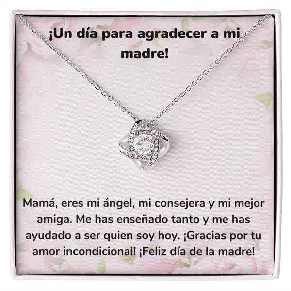 ¡Un día para agradecer a mi madre! Collar Para Mamá Nudo de Amor (LoveKnot) Jewelry/LoveKnot Acabado en oro blanco de 14 k Cajita Estándar (GRATIS) 