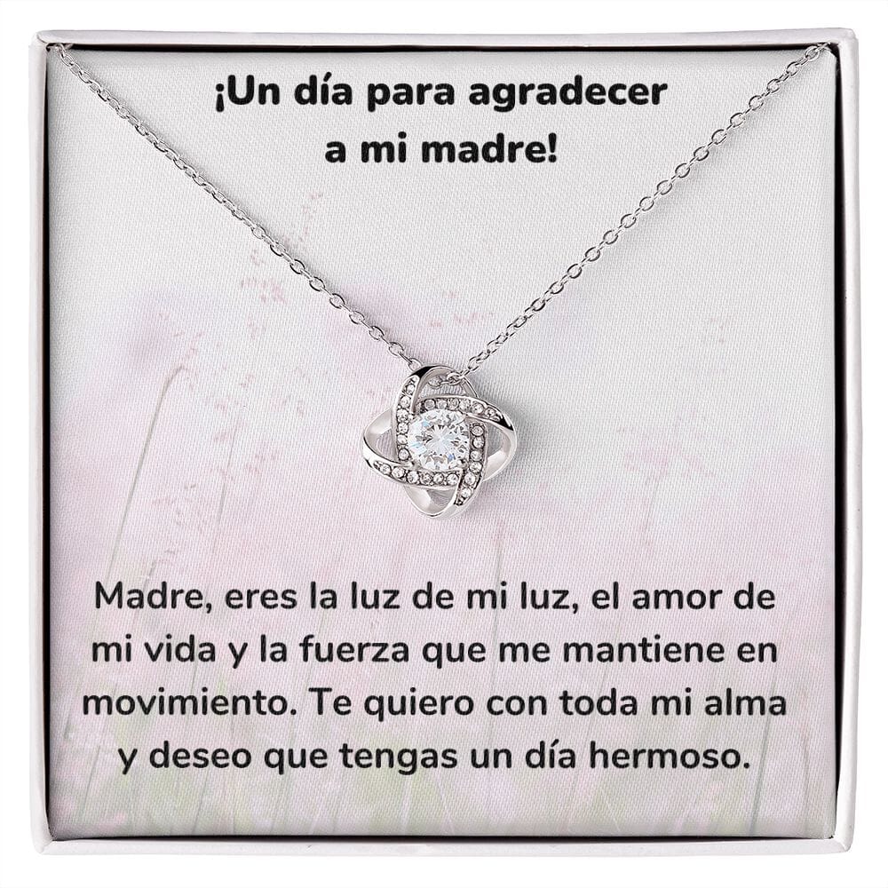 ¡Un día para agradecer a mi madre! Collar Para Mamá Nudo de Amor (LoveKnot) Jewelry/LoveKnot Acabado en oro blanco de 14 k Cajita Estándar (GRATIS) 