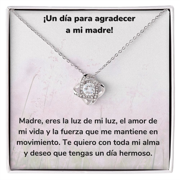 ¡Un día para agradecer a mi madre! Collar Para Mamá Nudo de Amor (LoveKnot) Jewelry/LoveKnot Acabado en oro blanco de 14 k Cajita Estándar (GRATIS) 