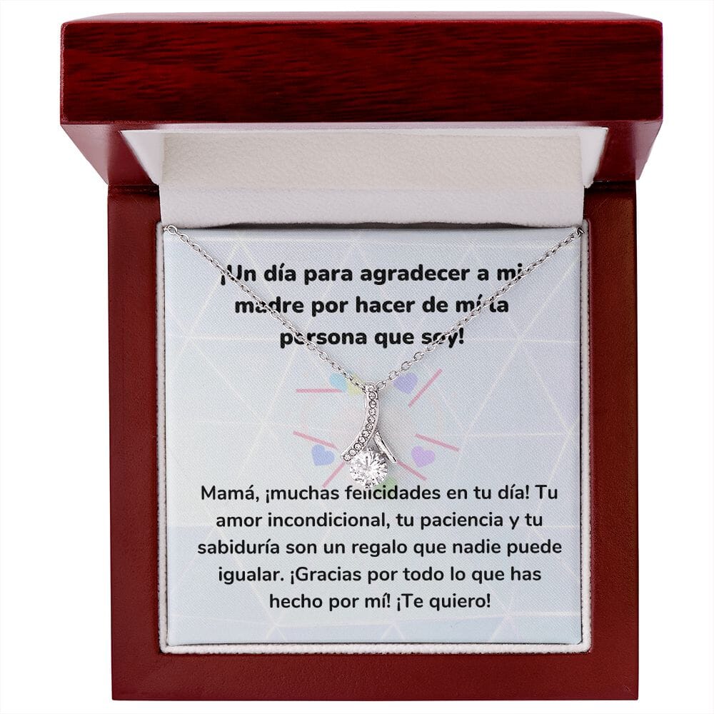 ¡Un día para agradecer a mi madre por hacer de mí la persona que soy! Collar Belleza Seductora (Alluring Beauty) Para Mamá Jewelry/AlluringBeauty Acabado en oro blanco de 14 k Luxury Box 