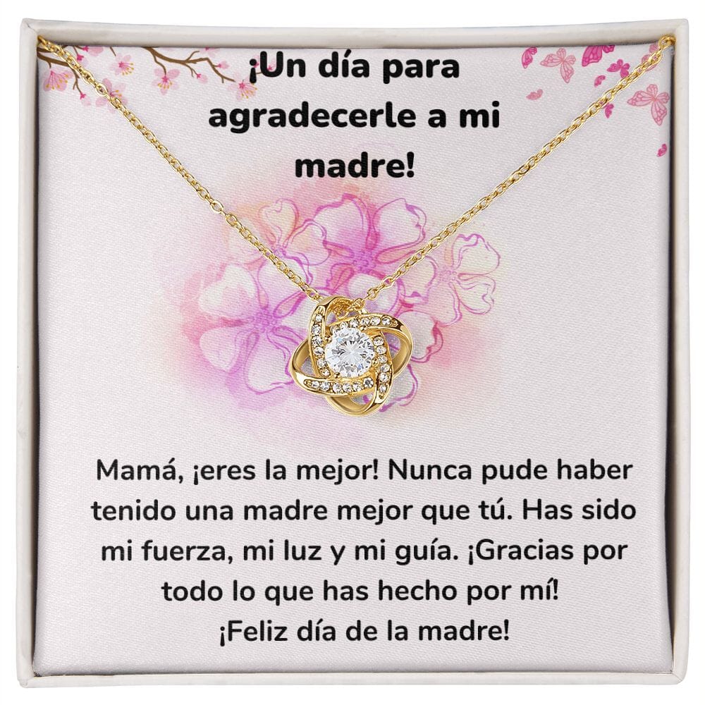 ¡Un día para agradecerle a mi madre! Collar Para Mamá Nudo de Amor (LoveKnot) Jewelry/LoveKnot Acabado en Oro Amarillo de 18 quilates Cajita Estándar (GRATIS) 