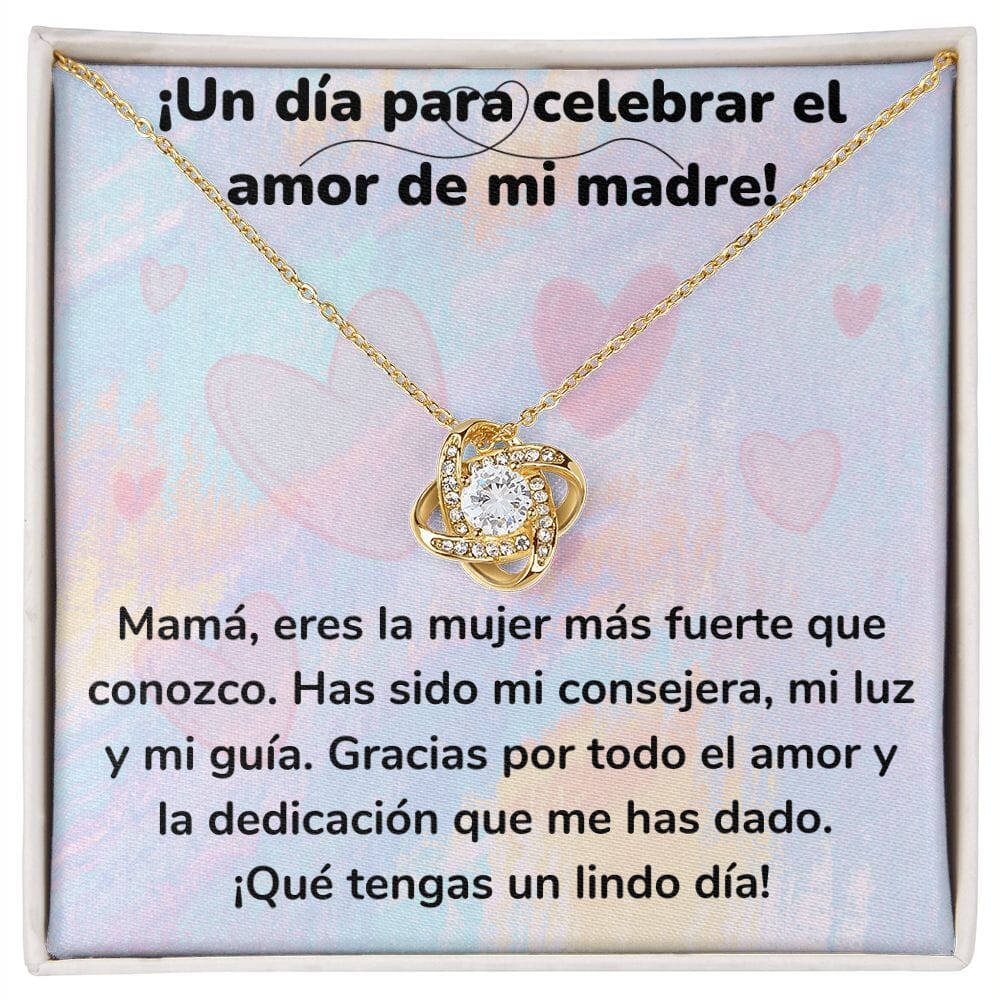 ¡Un día para celebrar el amor de mi madre! Collar Para Mamá Nudo de Amor (LoveKnot) Jewelry/LoveKnot Acabado en Oro Amarillo de 18 quilates Cajita Estándar (GRATIS) 
