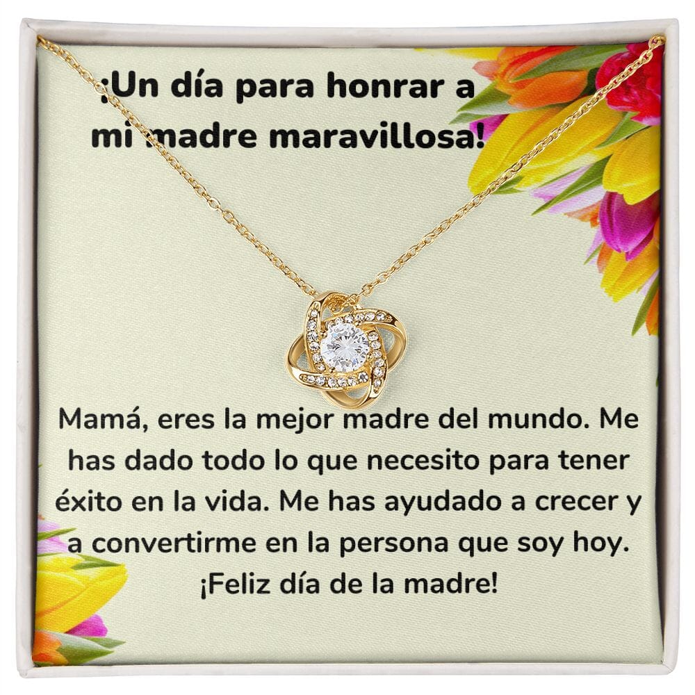 ¡Un día para honrar a mi madre maravillosa! Collar Para Mamá Nudo de Amor (LoveKnot) Jewelry/LoveKnot Acabado en Oro Amarillo de 18 quilates Cajita Estándar (GRATIS) 