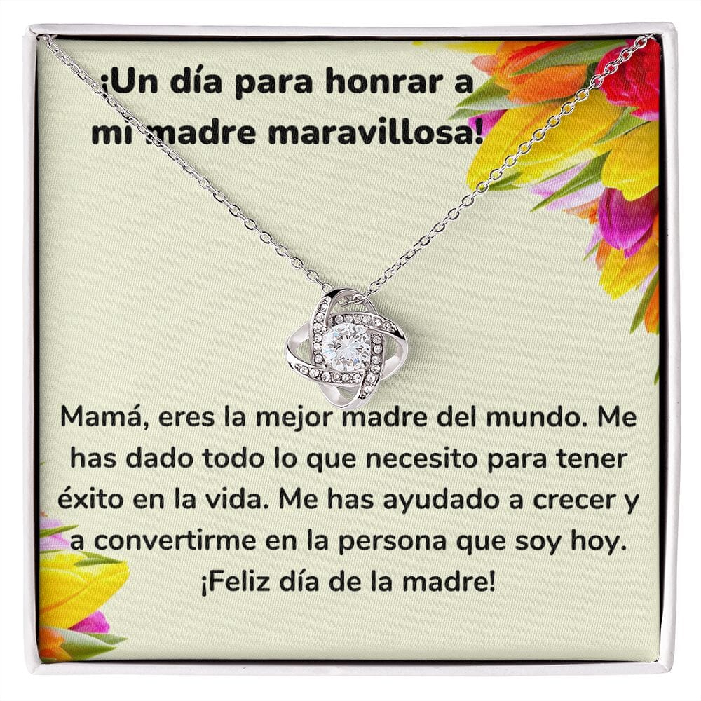 ¡Un día para honrar a mi madre maravillosa! Collar Para Mamá Nudo de Amor (LoveKnot) Jewelry/LoveKnot Acabado en oro blanco de 14 k Cajita Estándar (GRATIS) 