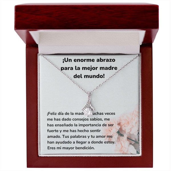 ¡Un enorme abrazo para la mejor madre del mundo! Collar Belleza Seductora (Alluring Beauty) Para Mamá Jewelry/AlluringBeauty Acabado en oro blanco de 14 k Luxury Box 