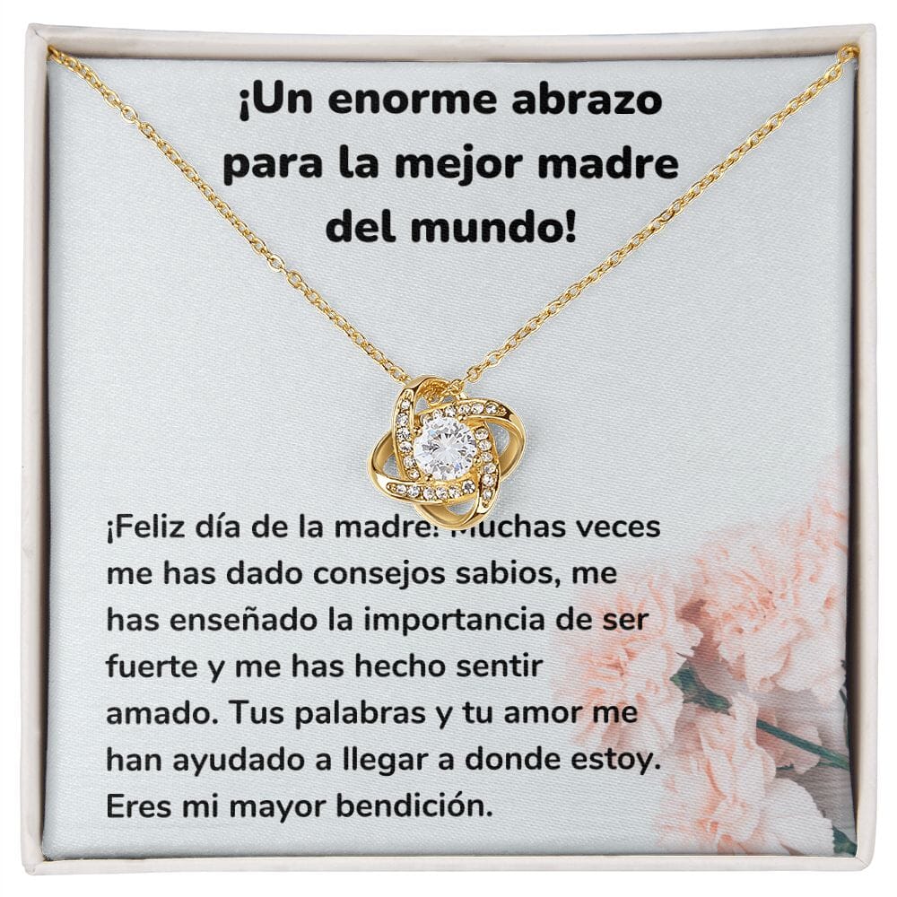 ¡Un enorme abrazo para la mejor madre del mundo! Collar Para Mamá Nudo de Amor (LoveKnot) Jewelry/LoveKnot Acabado en Oro Amarillo de 18 quilates Cajita Estándar (GRATIS) 