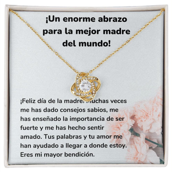 ¡Un enorme abrazo para la mejor madre del mundo! Collar Para Mamá Nudo de Amor (LoveKnot) Jewelry/LoveKnot Acabado en Oro Amarillo de 18 quilates Cajita Estándar (GRATIS) 