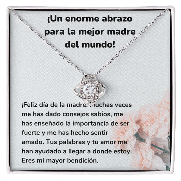 ¡Un enorme abrazo para la mejor madre del mundo! Collar Para Mamá Nudo de Amor (LoveKnot) Jewelry/LoveKnot Acabado en oro blanco de 14 k Cajita Estándar (GRATIS) 