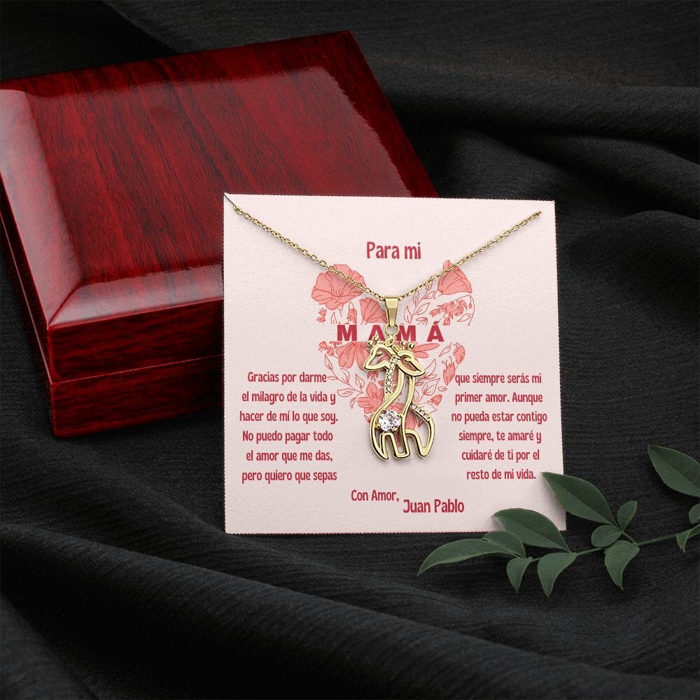Un hermoso símbolo de amor y admiración - Elegante Collar de Amor Girafa con tarjeta Personalizada Jewelry ShineOn Fulfillment Acabado en Oro Amarillo de 18 quilates Luxury Box 