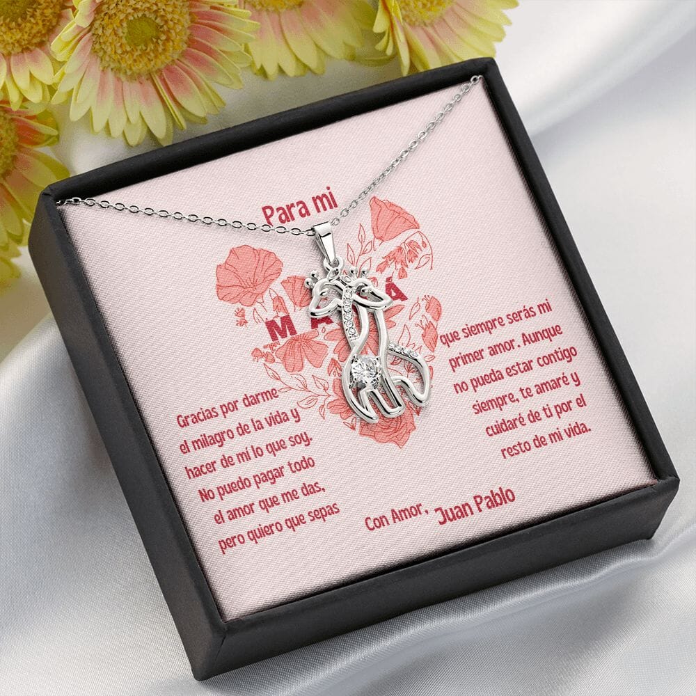 Un hermoso símbolo de amor y admiración - Elegante Collar de Amor Girafa con tarjeta Personalizada Jewelry ShineOn Fulfillment Acabado en oro blanco de 14 k Standard Box 