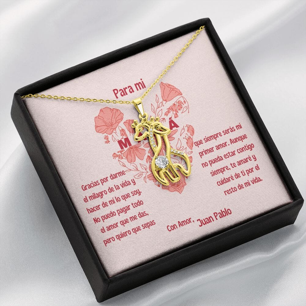 Un hermoso símbolo de amor y admiración - Elegante Collar de Amor Girafa con tarjeta Personalizada Jewelry ShineOn Fulfillment Acabado en Oro Amarillo de 18 quilates Standard Box 