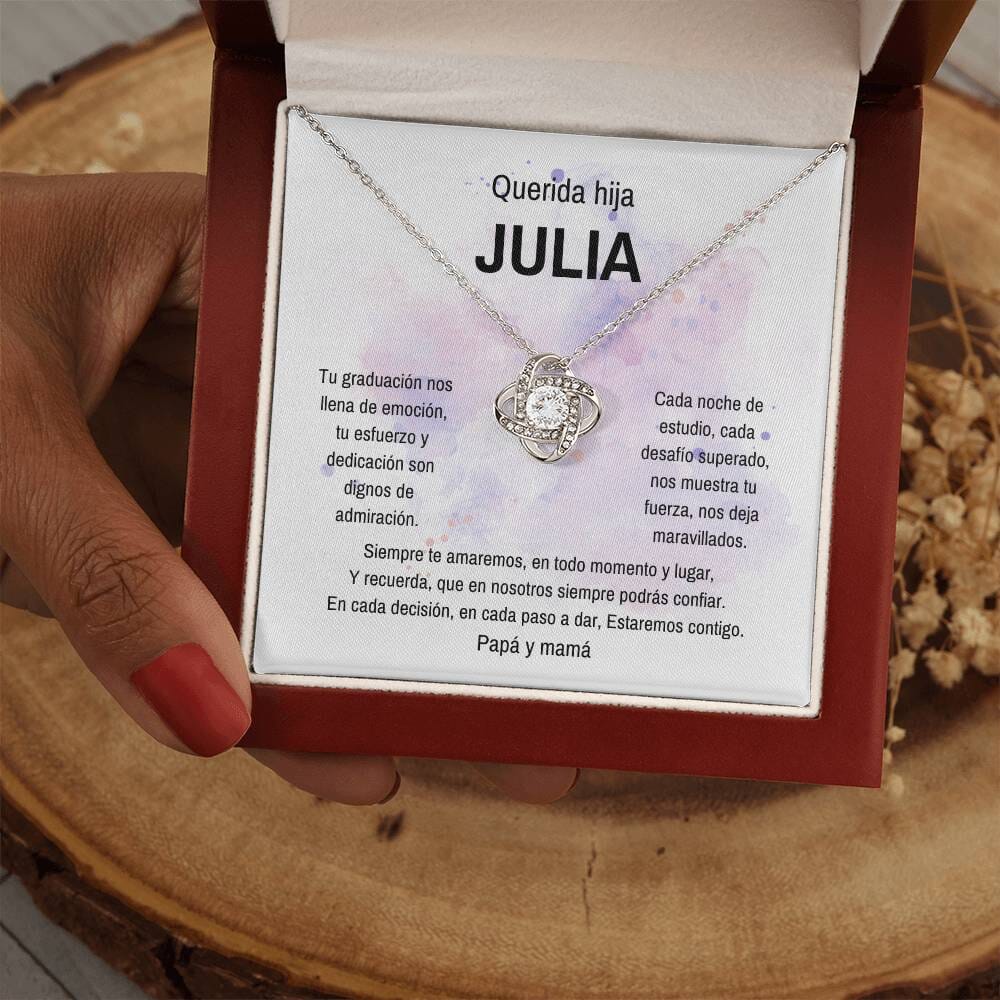 Un Lazo Eterno de Amor y Orgullo: El Collar de Nudo de Amor para Celebrar su Graduación Jewelry/LoveKnot 14K White Gold Finish Luxury Box 
