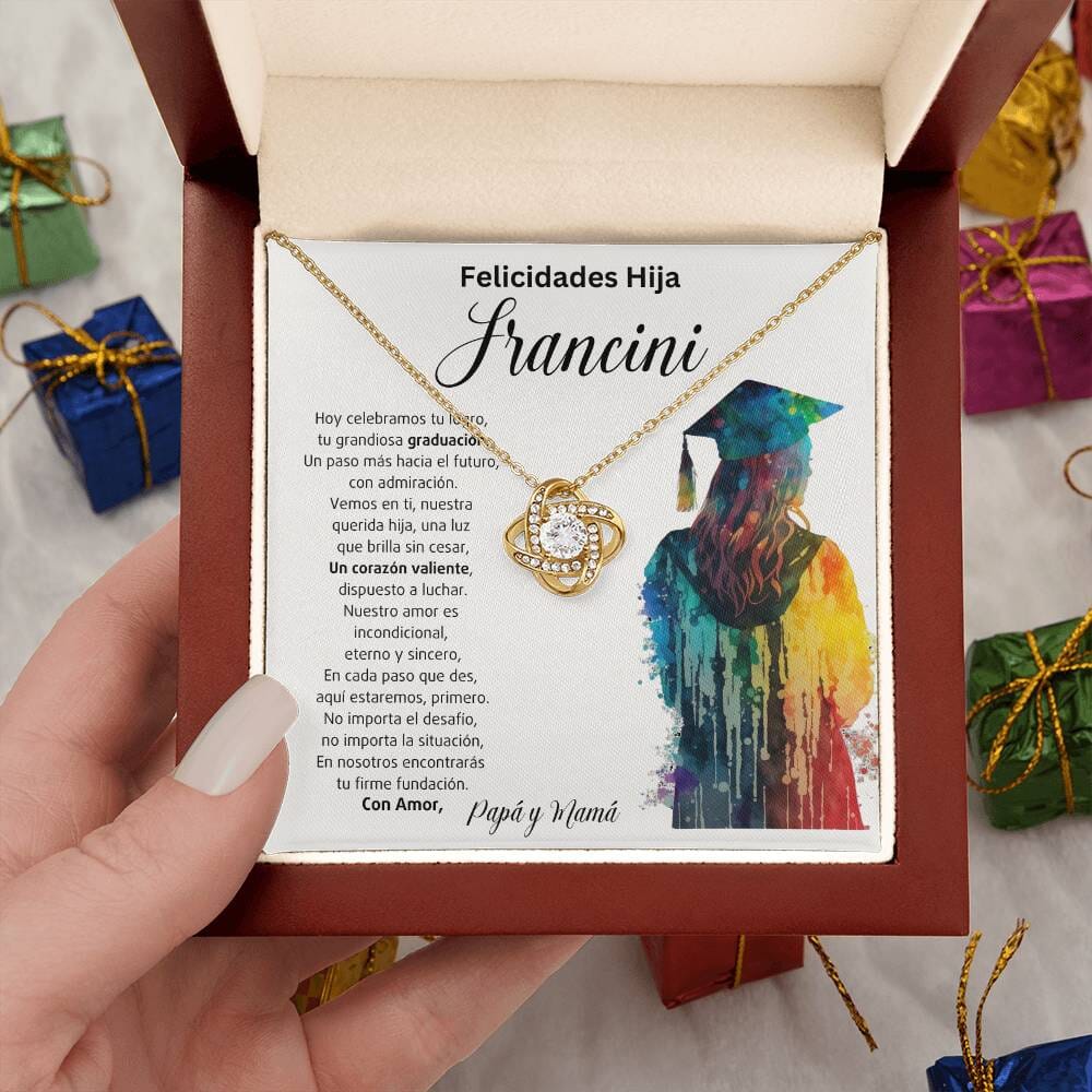 Un Nudo de Amor Eterno: Celebrando Tu Graduación y Nuestro Orgullo Infinito Jewelry/LoveKnot Acabado en Oro Amarillo de 18 quilates Luxury Box 