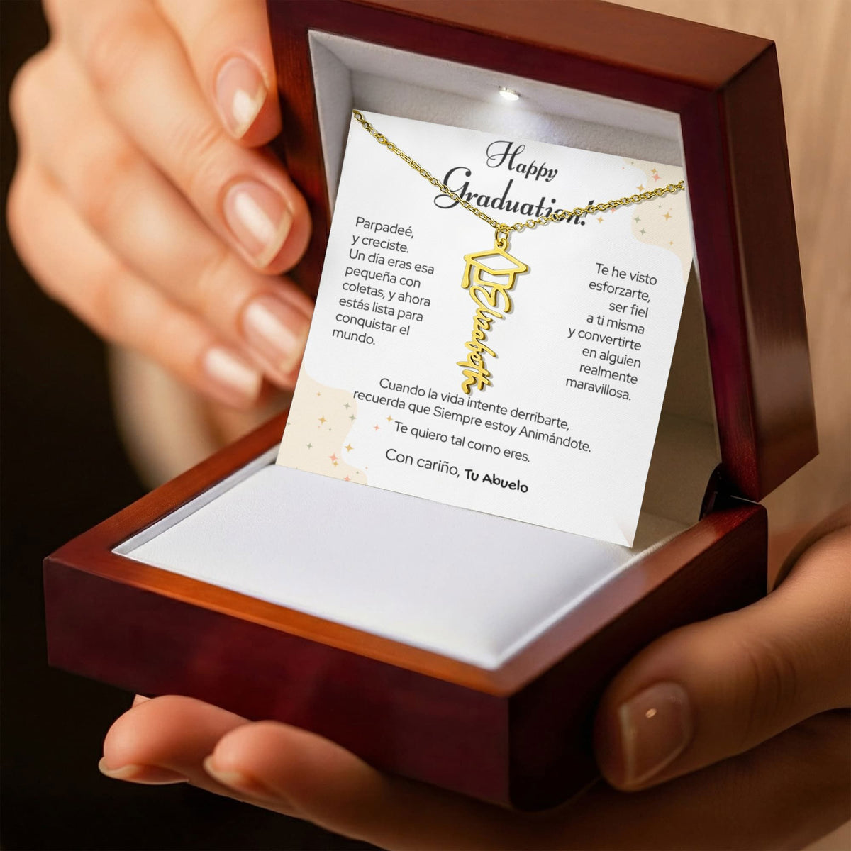 Un Recuerdo para Toda la Vida – Collar de Graduación Personalizado con Nombre (Para: Nieta, Hija, Sobrina, Hermana, Prima, Amiga) Jewelry/NameNecklaceHeart 