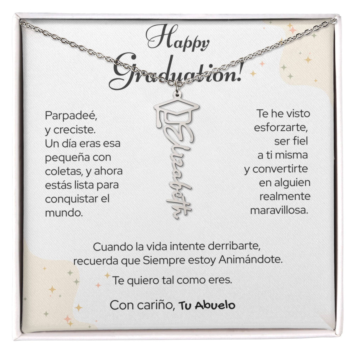 Un Recuerdo para Toda la Vida – Collar de Graduación Personalizado con Nombre (Para: Nieta, Hija, Sobrina, Hermana, Prima, Amiga) Jewelry/NameNecklaceHeart Acero inoxidable pulido Caja de regalo incluida 