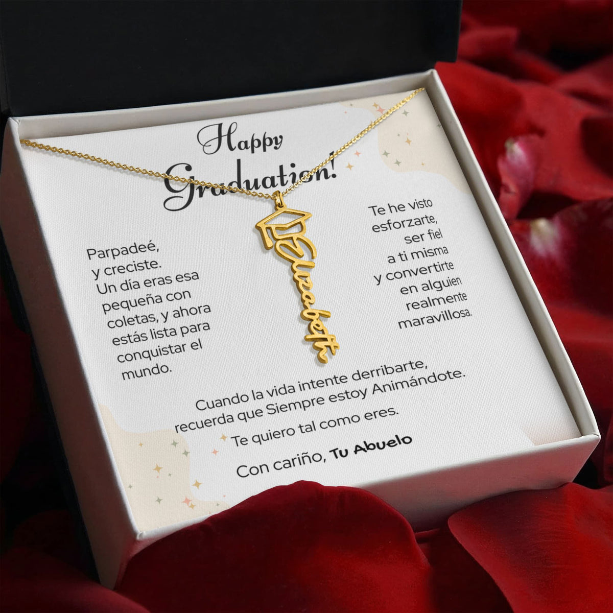 Un Recuerdo para Toda la Vida – Collar de Graduación Personalizado con Nombre (Para: Nieta, Hija, Sobrina, Hermana, Prima, Amiga) Jewelry/NameNecklaceHeart 