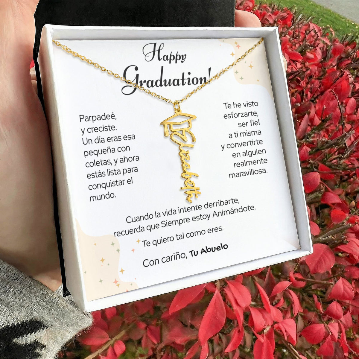 Un Recuerdo para Toda la Vida – Collar de Graduación Personalizado con Nombre (Para: Nieta, Hija, Sobrina, Hermana, Prima, Amiga) Jewelry/NameNecklaceHeart 