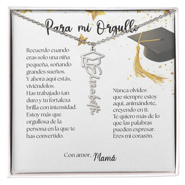 Un Recuerdo que Dura para Siempre - Regalo para Graduación Personalizado Jewelry/NameNecklace Acero inoxidable pulido Caja de regalo incluida 