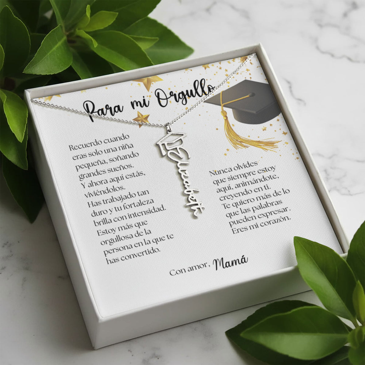 Un Recuerdo que Dura para Siempre - Regalo para Graduación Personalizado Jewelry/NameNecklace 