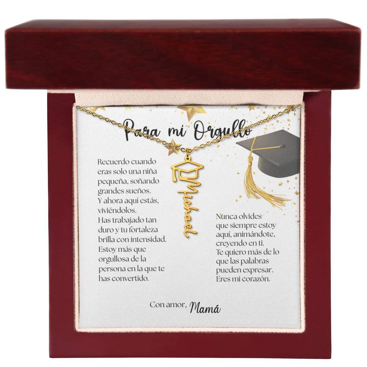 Un Recuerdo que Dura para Siempre - Regalo para Graduación Personalizado Jewelry/NameNecklace 
