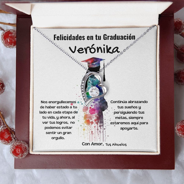Un Regalo de Amor y Orgullo para Tu Hija en su Graduación - Collar Forever Love Jewelry/ForeverLove 14k White Gold Finish Luxury Box 